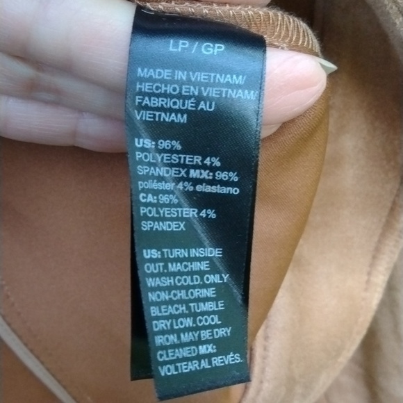 NWOT WHBM Women Sz LP Cropped Faux Suede Jacket Brown, Front Zip Spread Collar - Picture 7 of 12